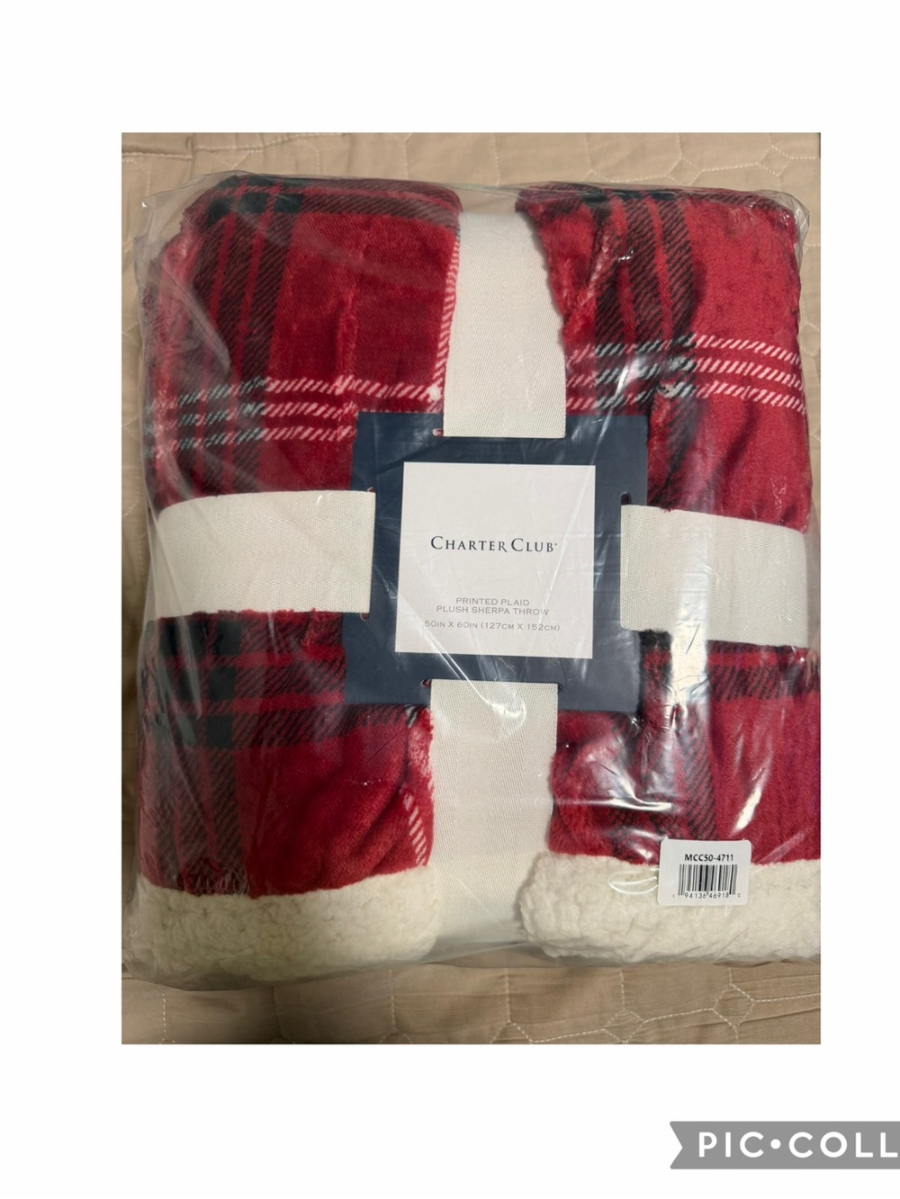 Charter Club Red Plaid Sherpa Throw